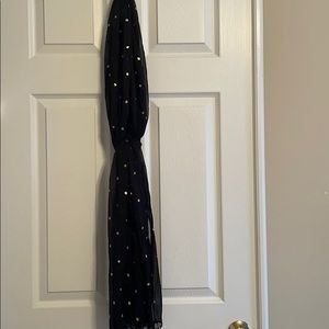 Sheer Black with Metallic Gold Polka Dot Scarf